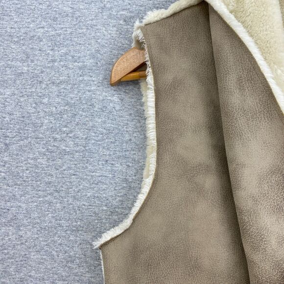 Have Vest Womens Medium Tan Faux Suede Faux Fur Lined Pockets Casual Soft Open - Picture 5 of 11